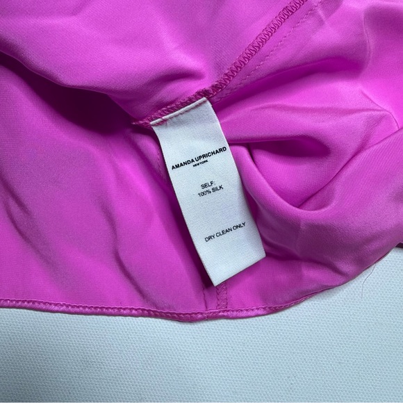 AMANDA UPRICHARD Silk Halter Tie Deep V Neck Mini Dress Summer Vacation - Picture 5 of 5